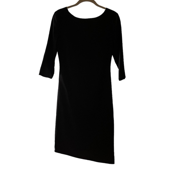 Halston Heritage Dresses & Skirts - Halston Heritage Asymmetric Cocktail Dress 3/4 Sleeve Knot Back Black Size 0